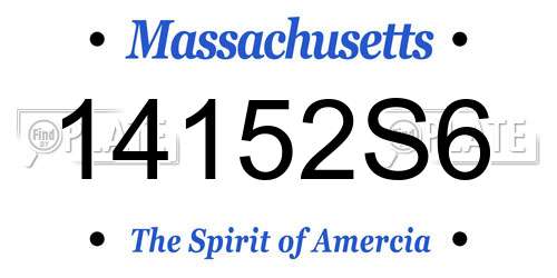14152S6 Massachusetts License Plate
