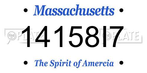 14158I7 Massachusetts License Plate