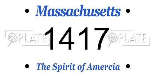 1417 Massachusetts License Plate
