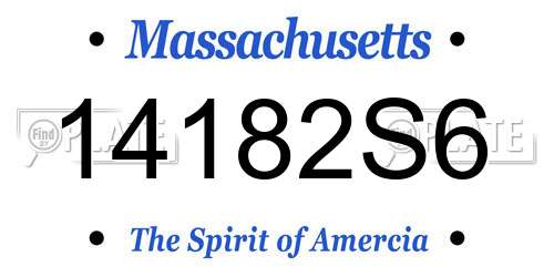 14182S6 Massachusetts License Plate