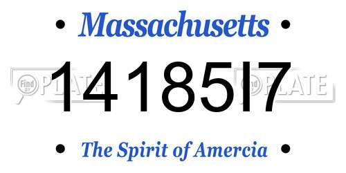 14185I7 Massachusetts License Plate
