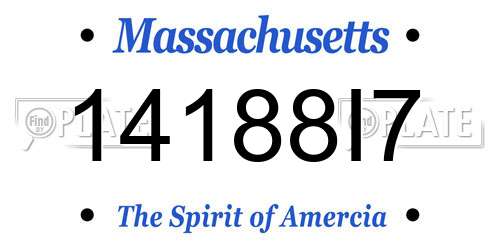 14188I7 Massachusetts License Plate