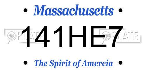 141HE7 Massachusetts License Plate
