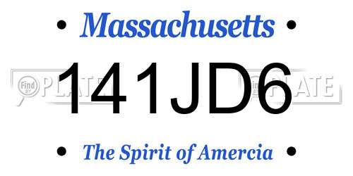 141JD6 Massachusetts License Plate