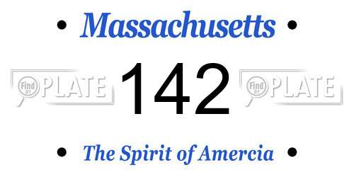 142 Massachusetts License Plate