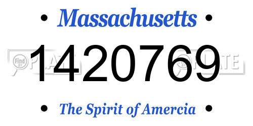 1420769 Massachusetts License Plate