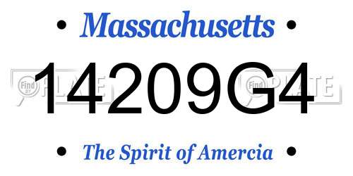 14209G4 Massachusetts License Plate