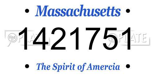 1421751 Massachusetts License Plate
