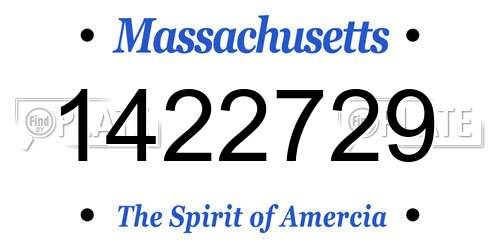 1422729 Massachusetts License Plate