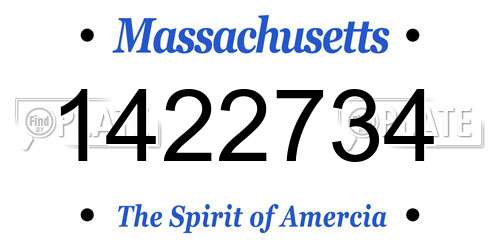 1422734 Massachusetts License Plate