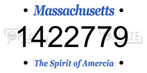 1422779 Massachusetts License Plate