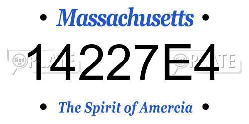 14227E4 Massachusetts License Plate