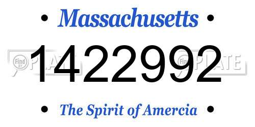 1422992 Massachusetts License Plate