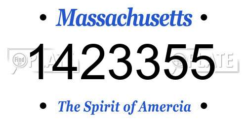 1423355 Massachusetts License Plate