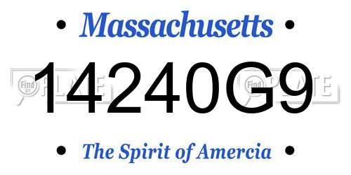 14240G9 Massachusetts License Plate
