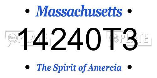 14240T3 Massachusetts License Plate