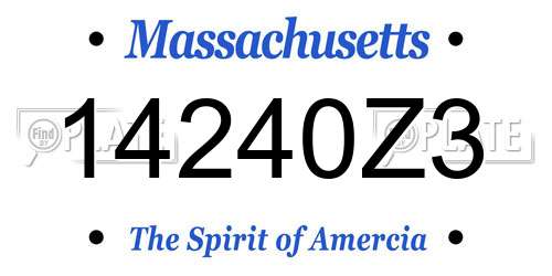 14240Z3 Massachusetts License Plate