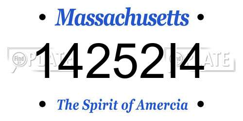 14252I4 Massachusetts License Plate