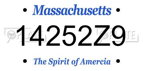 14252Z9 Massachusetts License Plate