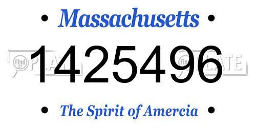 1425496 Massachusetts License Plate