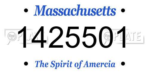 1425501 Massachusetts License Plate