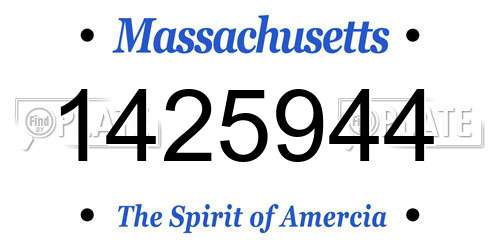 1425944 Massachusetts License Plate