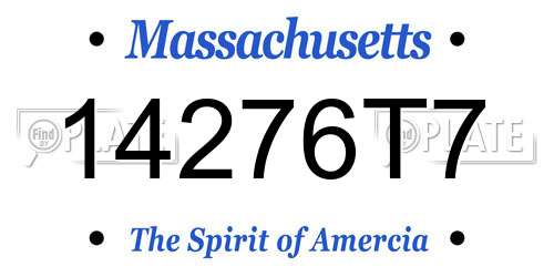 14276T7 Massachusetts License Plate