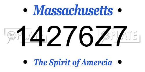 14276Z7 Massachusetts License Plate