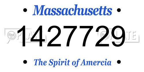 1427729 Massachusetts License Plate