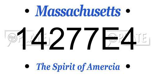 14277E4 Massachusetts License Plate