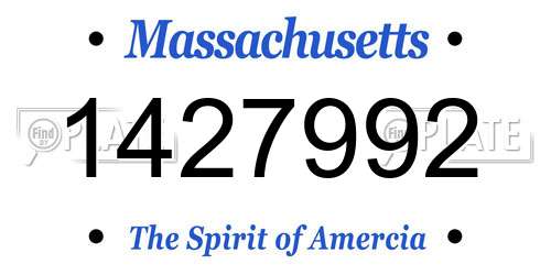 1427992 Massachusetts License Plate