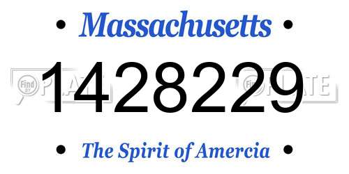 1428229 Massachusetts License Plate