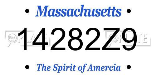 14282Z9 Massachusetts License Plate