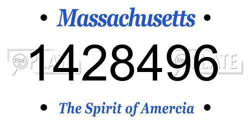 1428496 Massachusetts License Plate
