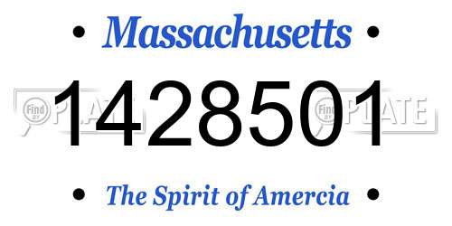 1428501 Massachusetts License Plate