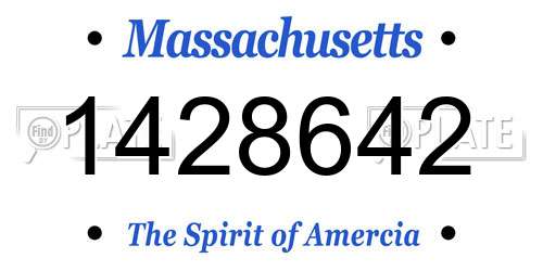 1428642 Massachusetts License Plate