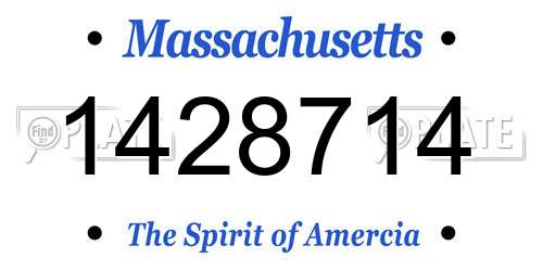 1428714 Massachusetts License Plate