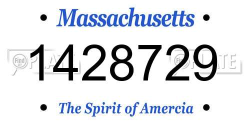 1428729 Massachusetts License Plate