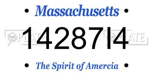 14287I4 Massachusetts License Plate