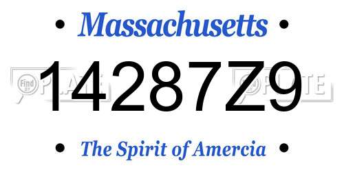 14287Z9 Massachusetts License Plate
