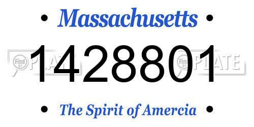 1428801 Massachusetts License Plate