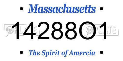 14288O1 Massachusetts License Plate