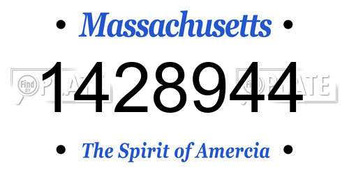1428944 Massachusetts License Plate