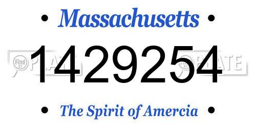 1429254 Massachusetts License Plate