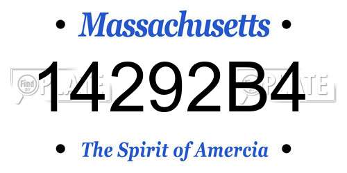 14292B4 Massachusetts License Plate