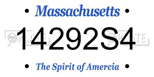 14292S4 Massachusetts License Plate