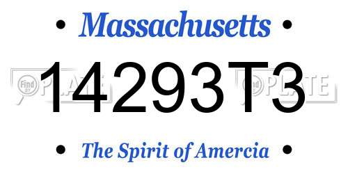 14293T3 Massachusetts License Plate
