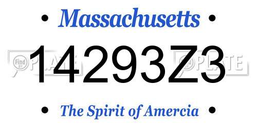 14293Z3 Massachusetts License Plate