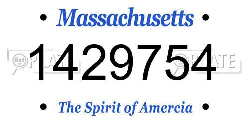 1429754 Massachusetts License Plate