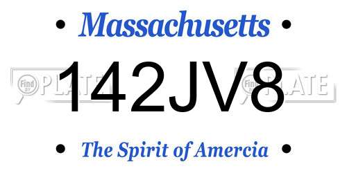 142JV8 Massachusetts License Plate